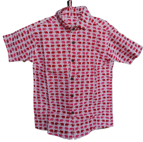 Jaipur Cotton Shirt - Elephant in Red