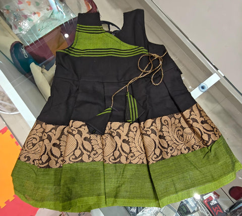 Cotton Frock - Black & Green
