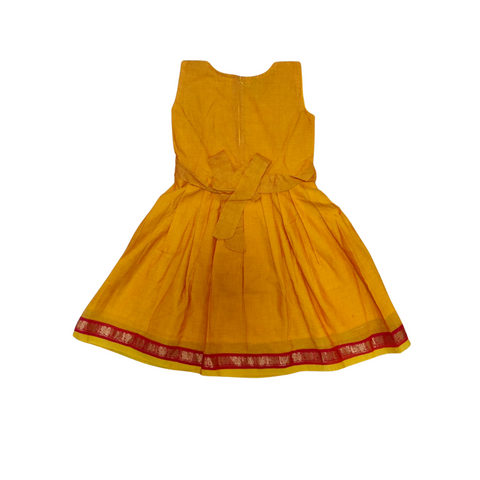 Sungudi Cotton Frock Orange and Pink