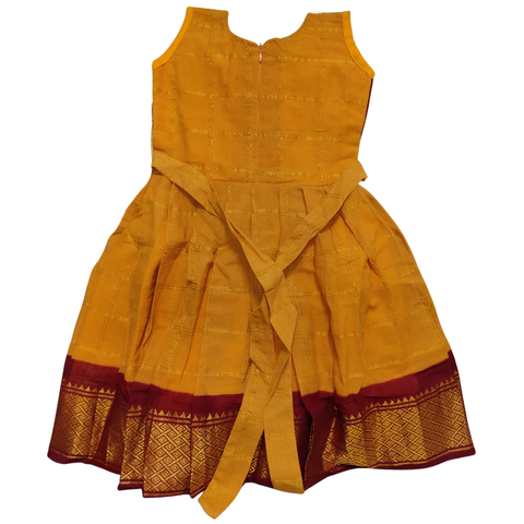 Cotton Frock - Gold Yellow & Red