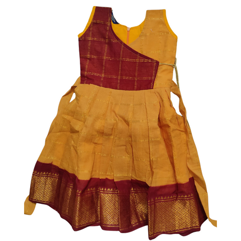 Cotton Frock - Gold Yellow & Red