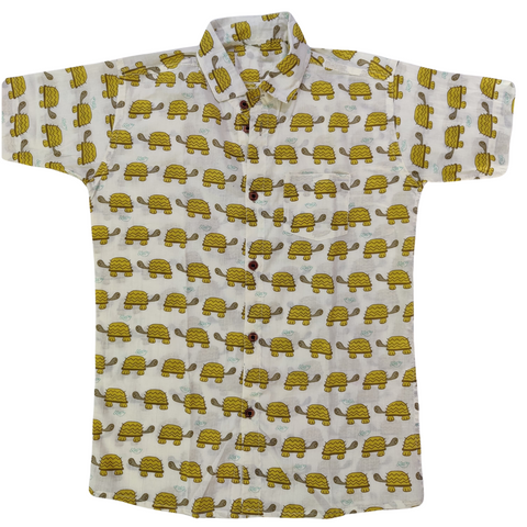 Jaipur Cotton Shirt - Yellow Tortoise