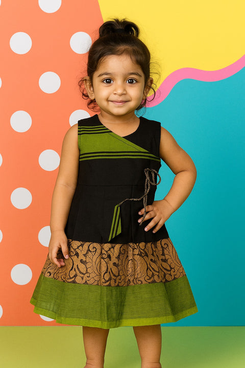 Cotton Frock - Black & Green